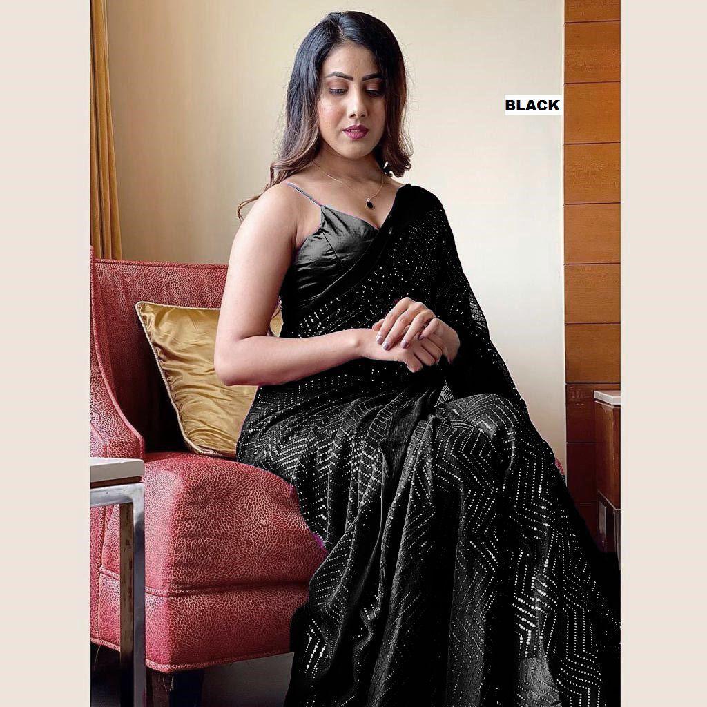 253 Beautiful Fancy Ethnic Wear Sequence Georgette Designer Saree Collection